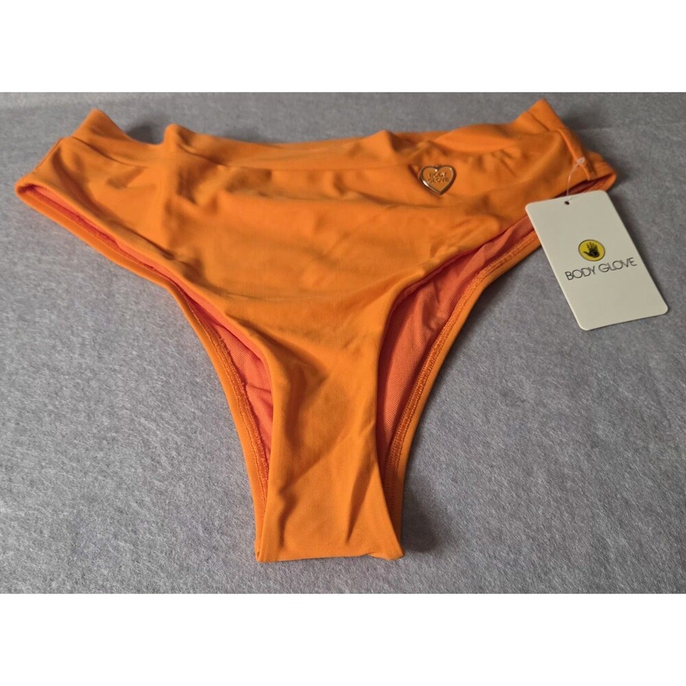 BODY GLOVE Marlee High-Waist Sz M High-Cut Bikini Bottom Goldfish Orange NWT